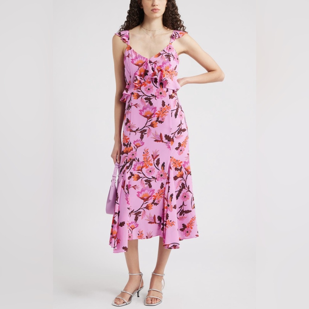 Chelsea 28 Floral Print Ruffle Midi Dress